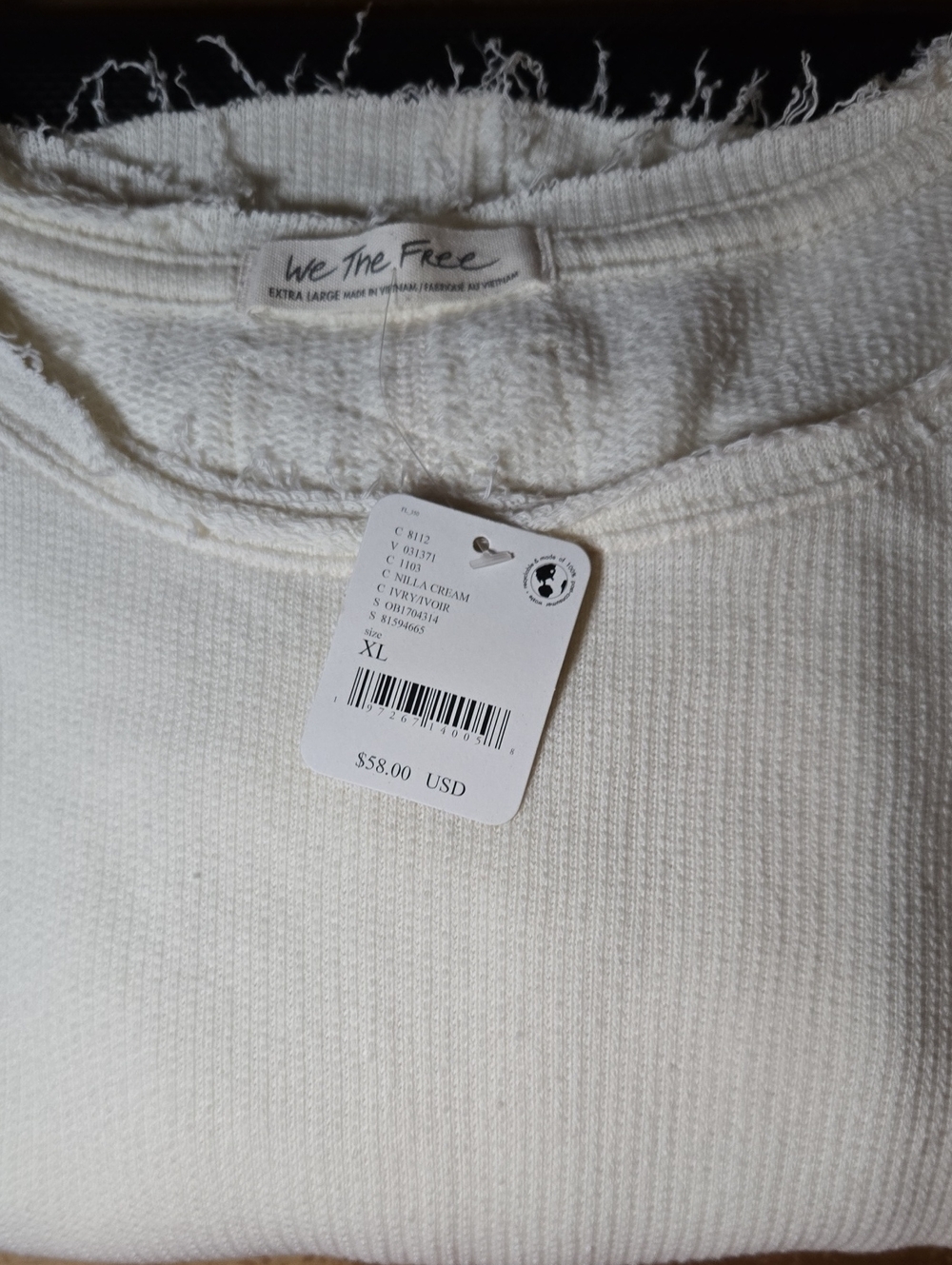 Free People NWT Cropped Short Sleeve Sweatshirt Sz. XL - Picture 9 of 10